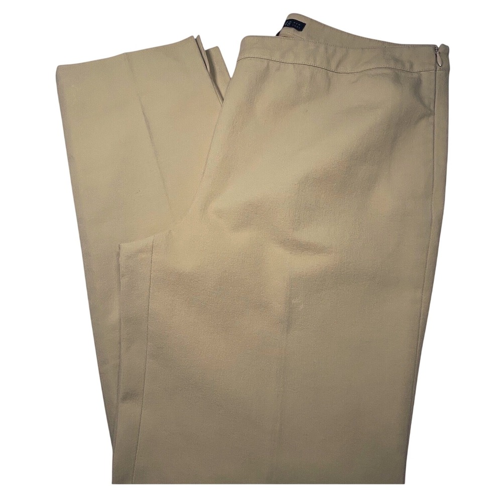Lafayette 148 New York Pants Women 12 Beige Side Zip Ankle Vent Trousers